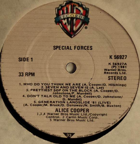 Alice Cooper - Special Forces | Warner Bros. Records (K 56927)
