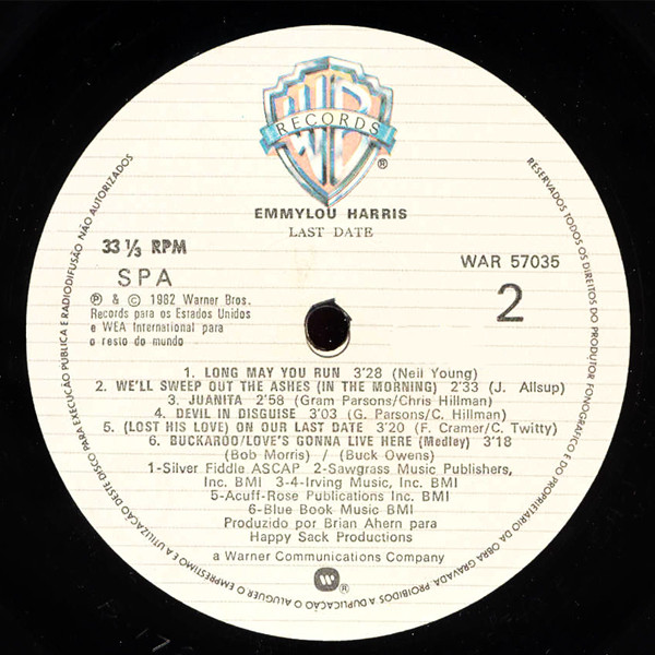 Emmylou Harris - Last Date | Warner Bros. Records (WAR 57035) - 4