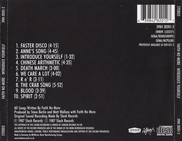 Faith No More - Introduce Yourself | London Records (3984 28201-2) - 2