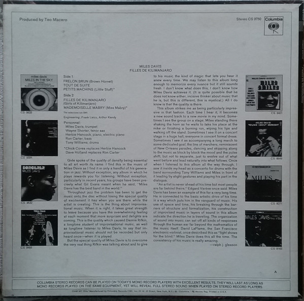 Miles Davis - Filles De Kilimanjaro | Columbia (CS 9750) - 3