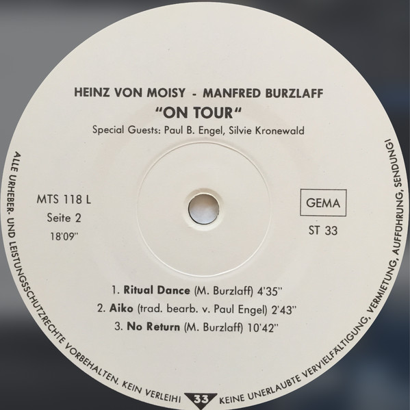 Heinz von Moisy — Manfred Burzlaff - On Tour | Not On Label (Heinz von Moisy Self-released) (MTS 118 L) - 3
