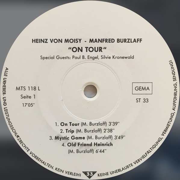 Heinz von Moisy — Manfred Burzlaff - On Tour | Not On Label (Heinz von Moisy Self-released) (MTS 118 L) - 4