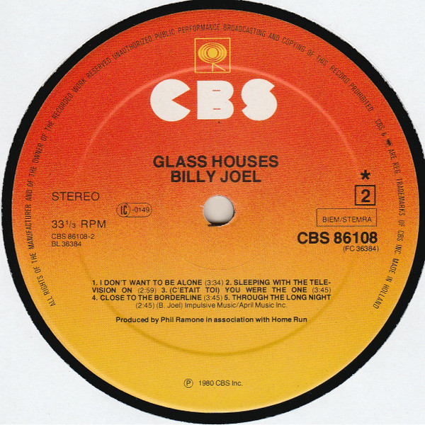 Billy Joel - Glass Houses | CBS (CBS 86108) - 2 Billy Joel - Glass Houses | CBS (CBS 86108) - 2