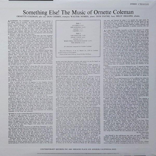 Ornette Coleman - Something Else!!!! | Craft Recordings (CR00595) - 3