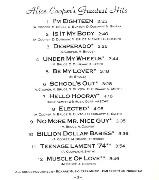 Alice Cooper - Alice Cooper's Greatest Hits | Warner Bros. Records (W2 3107) - 3 Alice Cooper - Alice Cooper's Greatest Hits | Warner Bros. Records (W2 3107) - 3