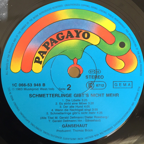 Gänsehaut - Schmetterlinge Gibt's Nicht Mehr | Papagayo (1C 066-53 948) - 4