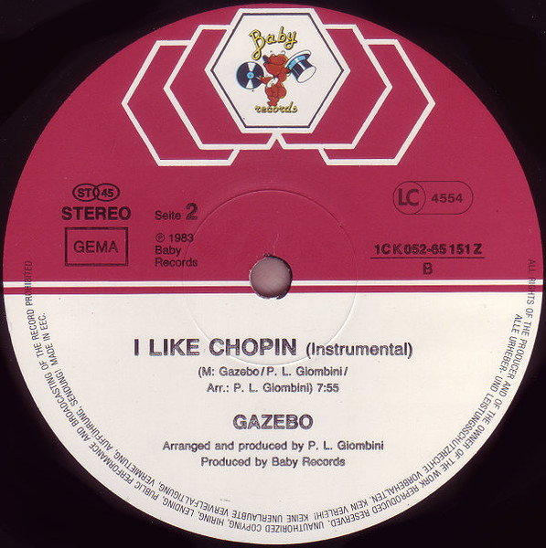 Gazebo - I Like Chopin | Baby Records (1C K 052-65 151 Z) - 4