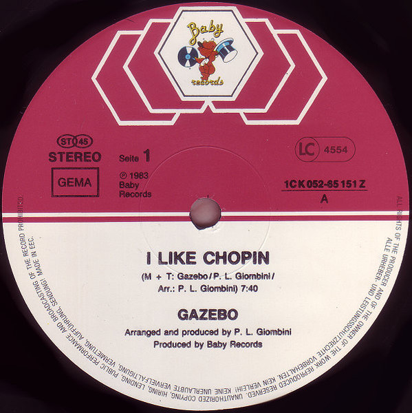 Gazebo - I Like Chopin | Baby Records (1C K 052-65 151 Z) - 3