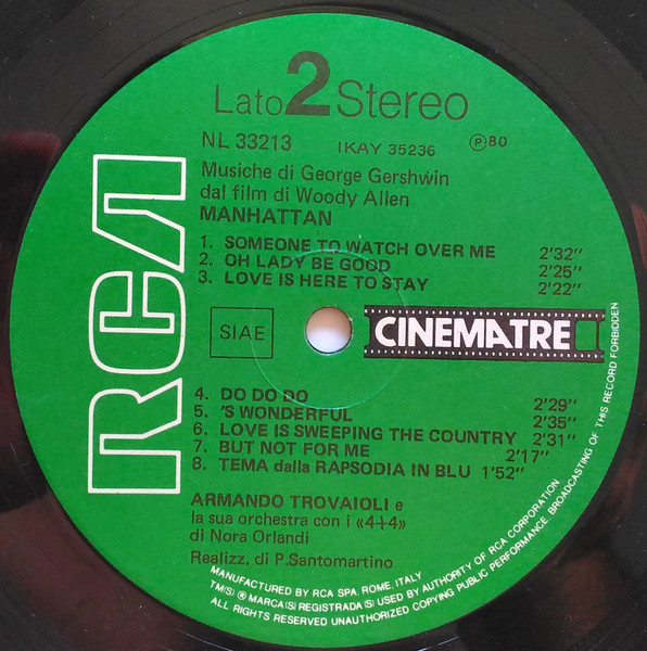 Raymond Lewenthal , The Metropolitan Symphony Orchestra Diretta Da Oskar Danon , Armando Trovaioli E La Sua Orchestra - Manhattan - Musiche Di George Gershwin Dal Film Di Woody Allen | RCA (NL 33213) - 3 Raymond Lewenthal , The Metropolitan Symphony Orchestra Diretta Da Oskar Danon , Armando Trovaioli E La Sua Orchestra - Manhattan - Musiche Di George Gershwin Dal Film Di Woody Allen | RCA (NL 33213) - 3