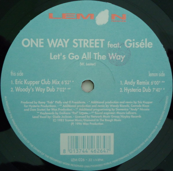 One Way Street Feat. Gisele Jackson - Let's Go All The Way | Lemon Records (LEM 026)