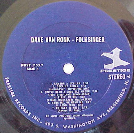 Dave Van Ronk - Folksinger | Prestige (PRST 7527) - 3