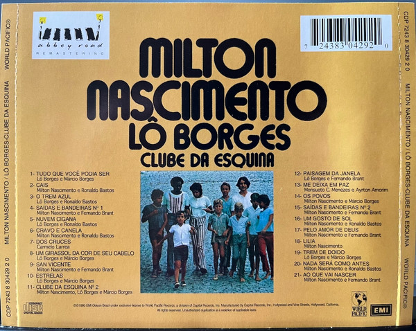 Milton Nascimento / Lo Borges - Clube Da Esquina | World Pacific Records (CDP 7243 8 30429 2 0) - 2