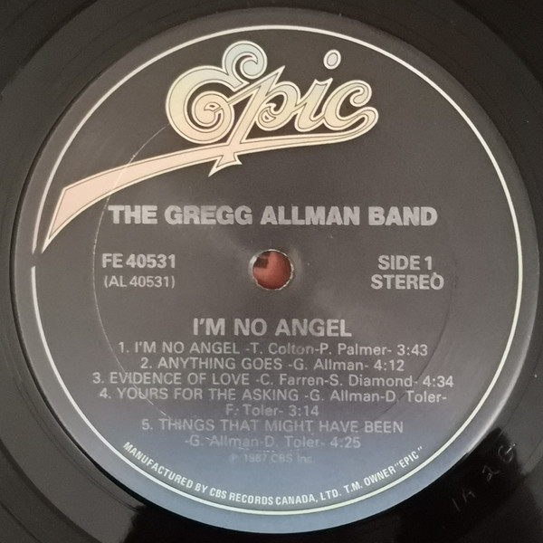 The Gregg Allman Band - I'm No Angel | Epic (FE 40531) - 3