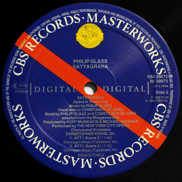 Philip Glass - Satyagraha | CBS Masterworks (I3M 39672) - 4