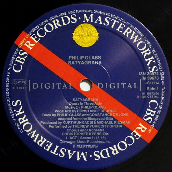 Philip Glass - Satyagraha | CBS Masterworks (I3M 39672) - 3