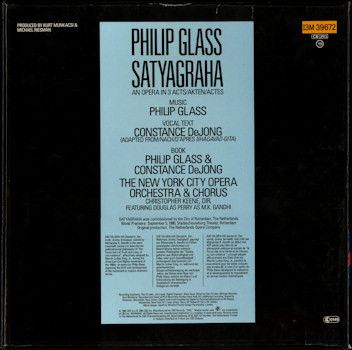 Philip Glass - Satyagraha | CBS Masterworks (I3M 39672) - 2
