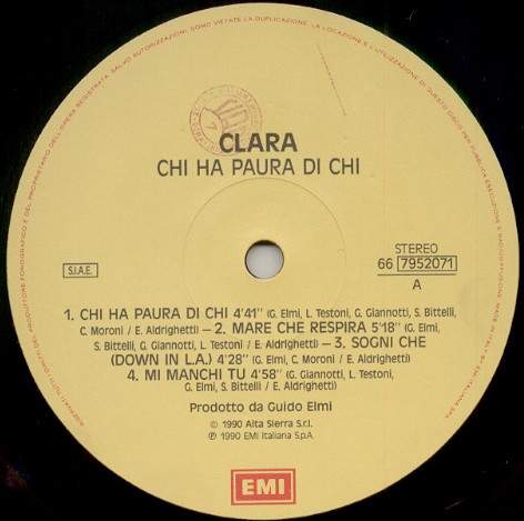 Clara Moroni & The Black Cars - Chi Ha Paura Di Chi | EMI (66 7952071) - 3