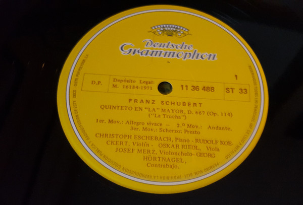 Franz Schubert , Christoph Eschenbach , Rudolf Koeckert , Oskar Riedl , Josef Merz , Georg Hörtnagel - Quinteto "La Trucha" - Nocturno | Deutsche Grammophon (11 35 488 SLPEM) - main
