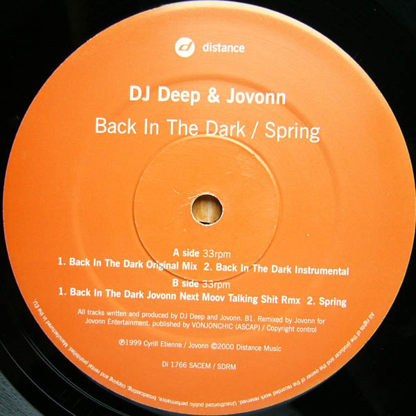 DJ Deep & Jovonn - Back In The Dark / Spring | Distance (Di1766) - 4