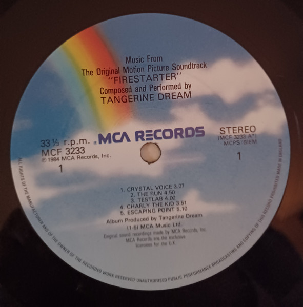 Tangerine Dream - Firestarter (Music From The Original Motion Picture Soundtrack) | MCA Records (MCF 3233) - 3