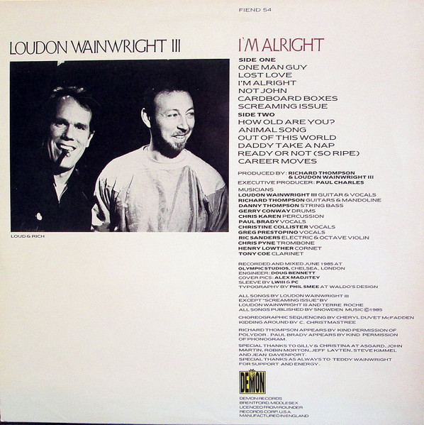 Loudon Wainwright III - I'm Alright | Demon Records (FIEND 54) - 2 Loudon Wainwright III - I'm Alright | Demon Records (FIEND 54) - 2