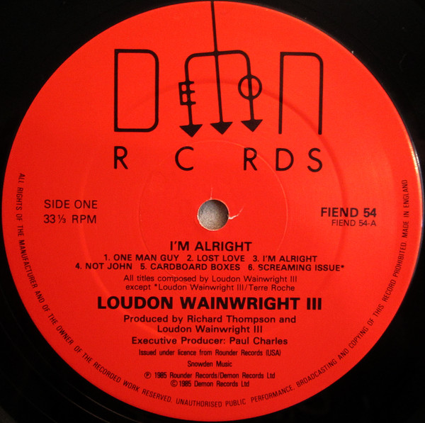 Loudon Wainwright III - I'm Alright | Demon Records (FIEND 54) - 3 Loudon Wainwright III - I'm Alright | Demon Records (FIEND 54) - 3