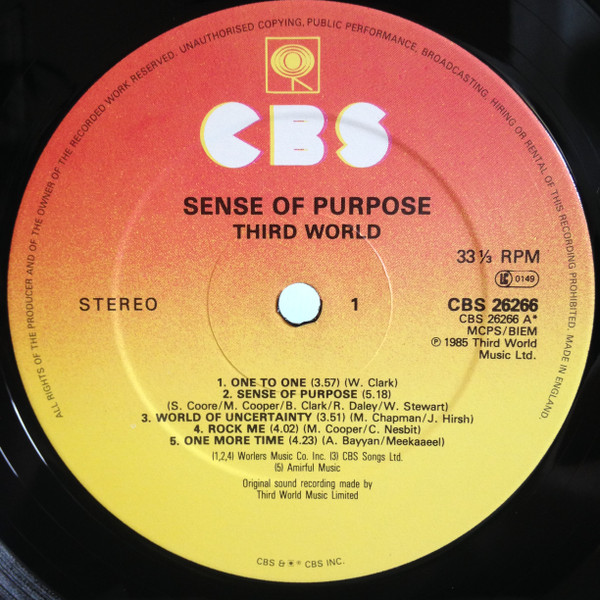 Third World - Sense Of Purpose | CBS (26266) - 2