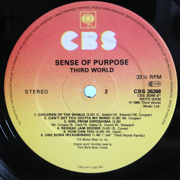 Third World - Sense Of Purpose | CBS (26266) - 3
