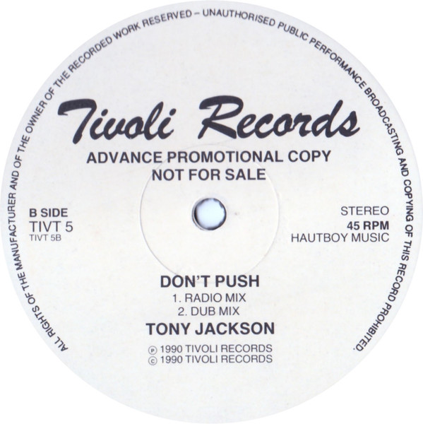 Tony Jackson - Don't Push | Tivoli Records (TIVT 5) - 2 Tony Jackson - Don't Push | Tivoli Records (TIVT 5) - 2