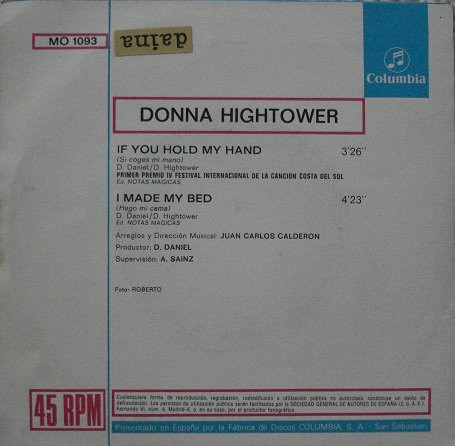 Donna Hightower - If You Hold My Hand | Columbia (MO 1093) - 2