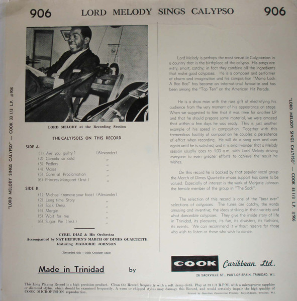 Lord Melody - Sings Calypso | Cook (906) - 2 Lord Melody - Sings Calypso | Cook (906) - 2
