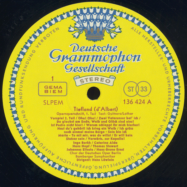 Eugen D'Albert , Inge Borkh ∙ Caterina Alda , Hans Hopf ∙ Thomas Stewart , Hans Löwlein - Tiefland | Deutsche Grammophon (136 424) - 3 Eugen D'Albert , Inge Borkh ∙ Caterina Alda , Hans Hopf ∙ Thomas Stewart , Hans Löwlein - Tiefland | Deutsche Grammophon (136 424) - 3