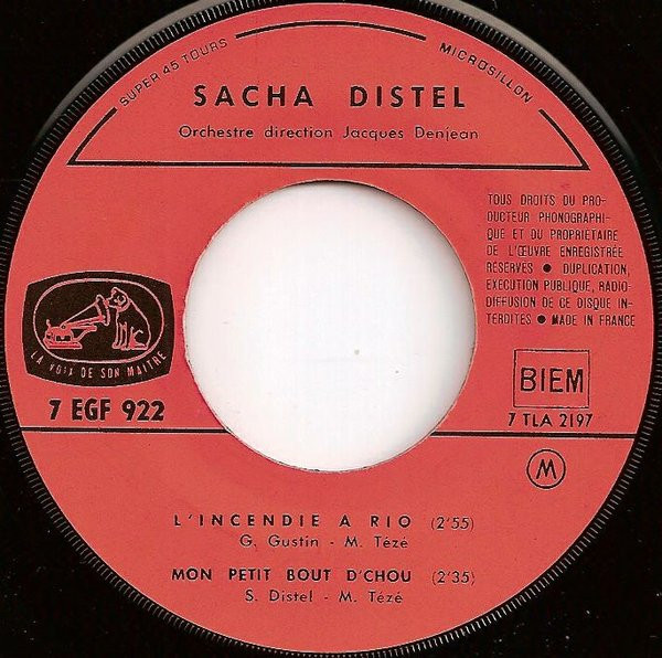 Sacha Distel - L'incendie A Rio | La Voix De Son Maître (EGF 922) - 3 Sacha Distel - L'incendie A Rio | La Voix De Son Maître (EGF 922) - 3
