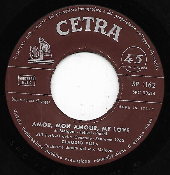 Claudio Villa - Amor, Mon Amour, My Love / La Bufera | Cetra (SP 1162) - 3