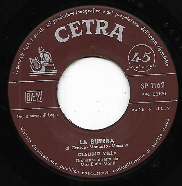 Claudio Villa - Amor, Mon Amour, My Love / La Bufera | Cetra (SP 1162) - 4
