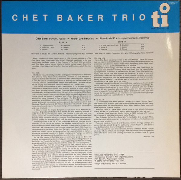Chet Baker Trio - Mr. B | Timeless (SJP 192) - 2 Chet Baker Trio - Mr. B | Timeless (SJP 192) - 2