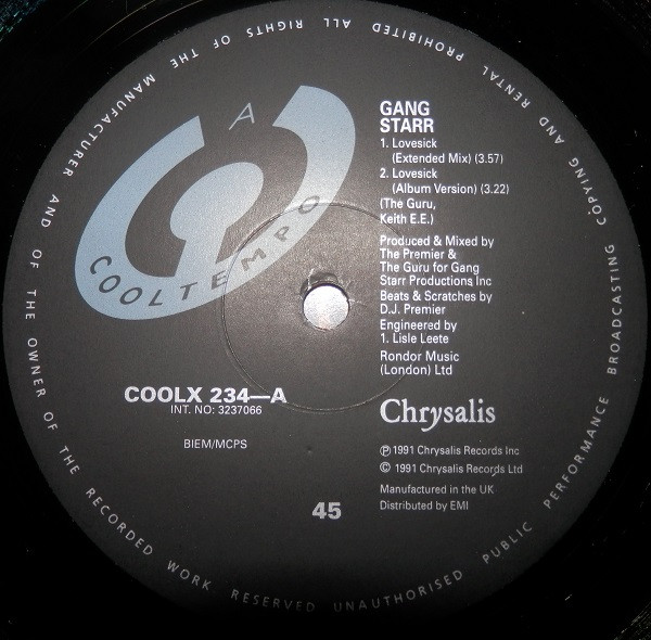 Gang Starr - Lovesick | Cooltempo (COOLX 234) - 3 Gang Starr - Lovesick | Cooltempo (COOLX 234) - 3