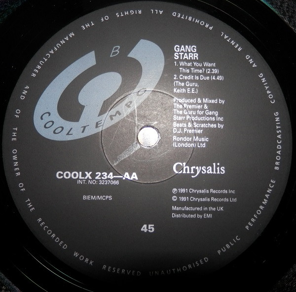 Gang Starr - Lovesick | Cooltempo (COOLX 234) - 4 Gang Starr - Lovesick | Cooltempo (COOLX 234) - 4