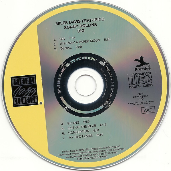 Miles Davis Featuring Sonny Rollins - Dig | Original Jazz Classics (00025218110525) - 3