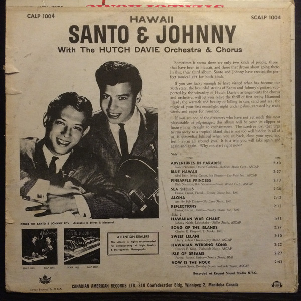 Santo & Johnny - Hawaii [Vinyl] | Canadian American (CALP 1004) - 2