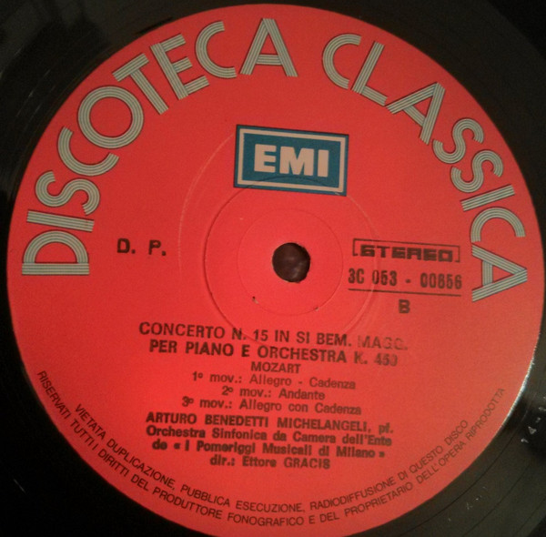 Arturo Benedetti Michelangeli , Orchestra Sinfonica Da Camera Dell'Ente Dei Pomeriggi Musicali di Milano , Ettore Gracis - Bach - Brahms - Mozart | EMI (3 C 053-00656) - 4