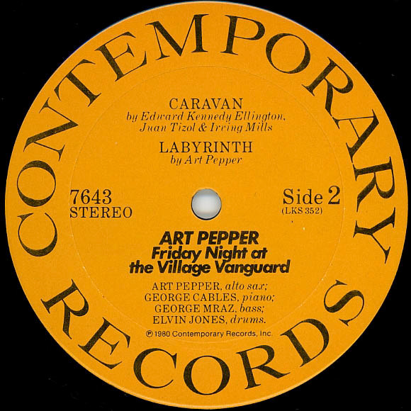Art Pepper - Friday Night At The Village Vanguard | Contemporary Records (7643) - 4 Art Pepper - Friday Night At The Village Vanguard | Contemporary Records (7643) - 4
