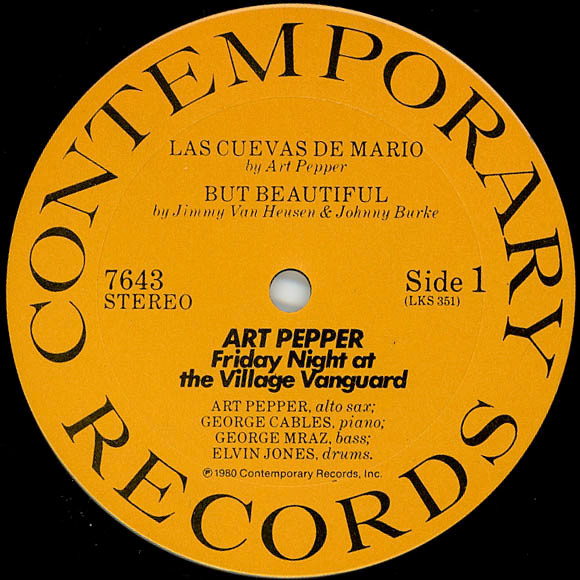 Art Pepper - Friday Night At The Village Vanguard | Contemporary Records (7643) - 3 Art Pepper - Friday Night At The Village Vanguard | Contemporary Records (7643) - 3