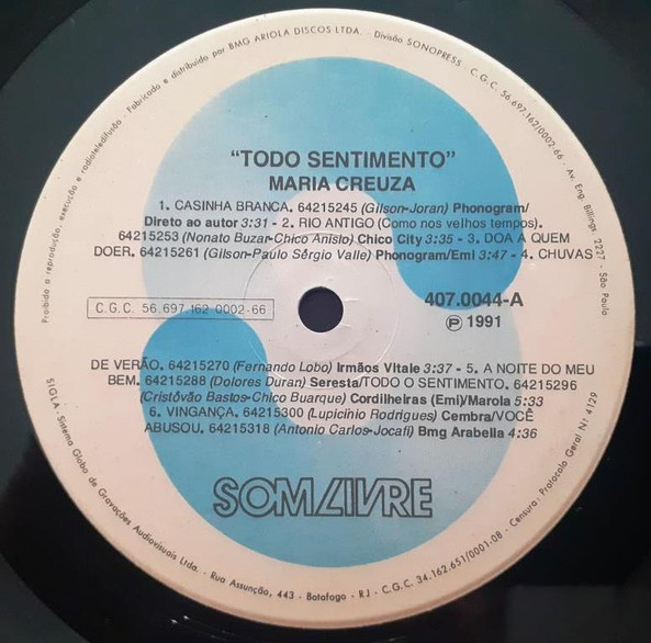 Maria Creuza - Todo Sentimento | Som Livre (407.0044) - 4 Maria Creuza - Todo Sentimento | Som Livre (407.0044) - 4