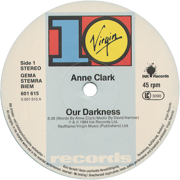 Anne Clark - Our Darkness | 10 Records (601 615) - 3