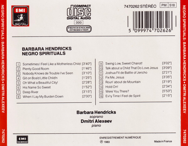 Barbara Hendricks , Dmitri Alexeev - Negro Spirituals | EMI (7470262) - 2 Barbara Hendricks , Dmitri Alexeev - Negro Spirituals | EMI (7470262) - 2