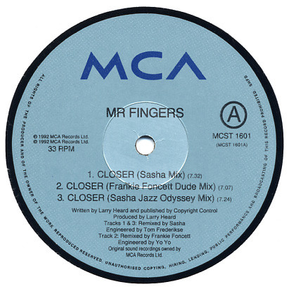 Mr. Fingers - Closer | MCA Records (MCST 1601) - main Mr. Fingers - Closer | MCA Records (MCST 1601) - main