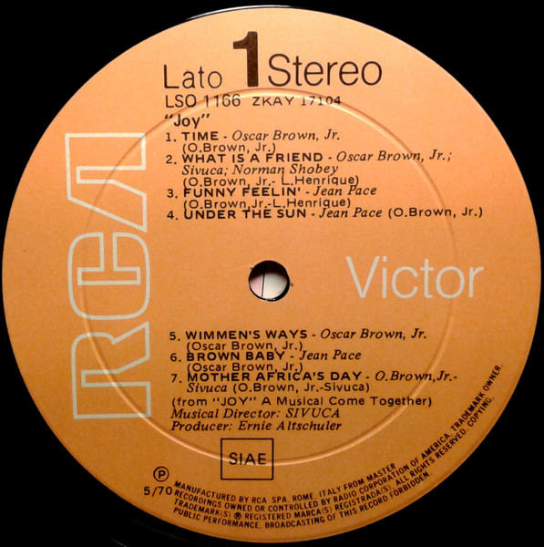 Oscar Brown Jr. / Jean Pace / Sivuca - Joy | RCA Victor (LSO 1166) - 3 Oscar Brown Jr. / Jean Pace / Sivuca - Joy | RCA Victor (LSO 1166) - 3