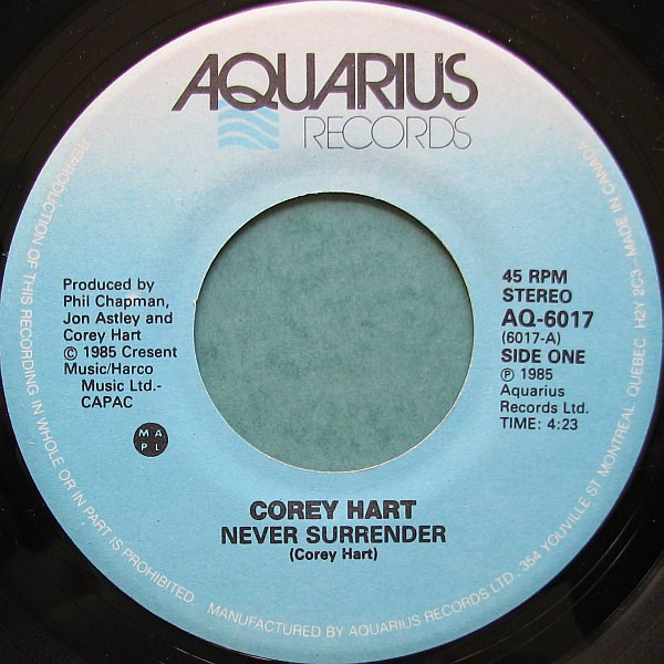 Corey Hart - Never Surrender (7") [Vinyl] | Aquarius Records (AQ-6017) - 3