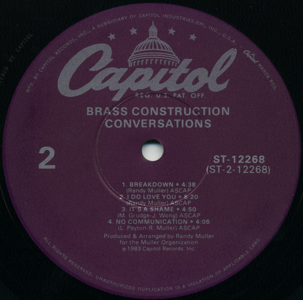 Brass Construction - Conversations | Capitol Records (ST-12268) - 2 Brass Construction - Conversations | Capitol Records (ST-12268) - 2